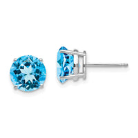 14k White Gold 8mm Blue Topaz Earrings-XE75WBT