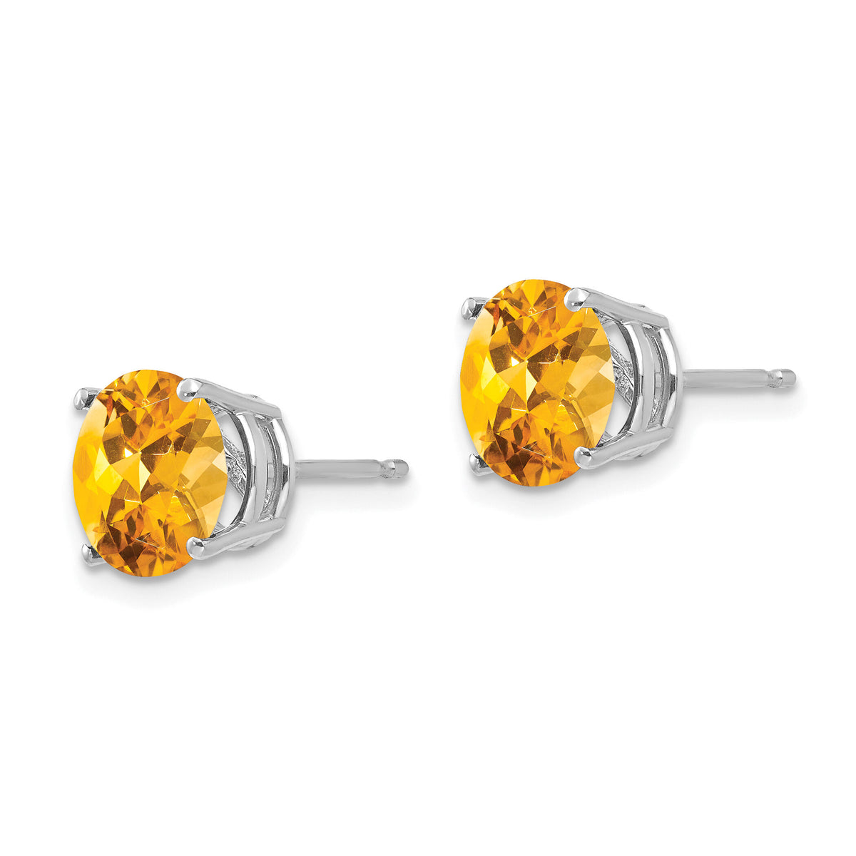 14k White Gold 8mm Citrine Earrings-XE75WCI