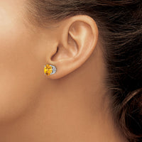 14k White Gold 8mm Citrine Earrings-XE75WCI