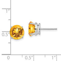 14k White Gold 8mm Citrine Earrings-XE75WCI