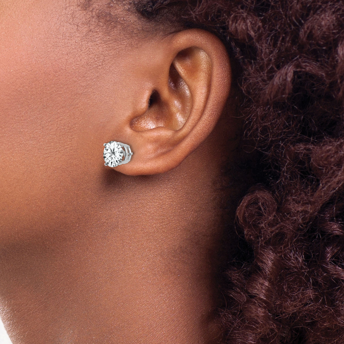 14k White Gold 8mm Cubic Zirconia Earrings-XE75WCZ