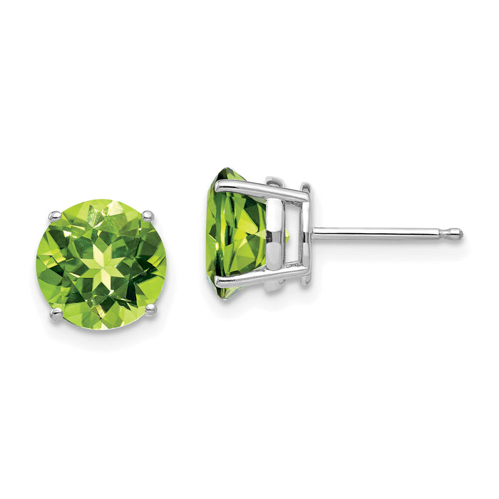 14k White Gold 8mm Peridot Earring-XE75WPE