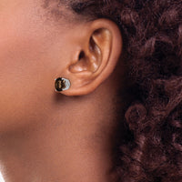 14kw 8mm Round Smoky Quartz Earrings-XE75WSQ