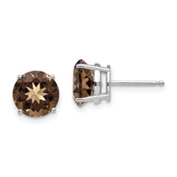 14kw 8mm Round Smoky Quartz Earrings-XE75WSQ