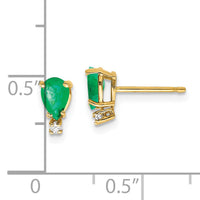 14k 6x4 Pear Emerald and Diamond Earrings-XE760E/AA