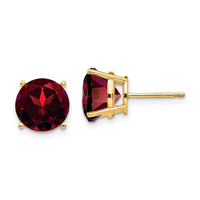14k 9mm Garnet Post Earrings-XE76GA