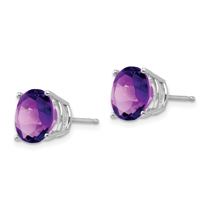 14k White Gold 9mm Amethyst Earrings-XE76WAM