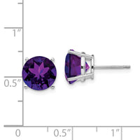 14k White Gold 9mm Amethyst Earrings-XE76WAM