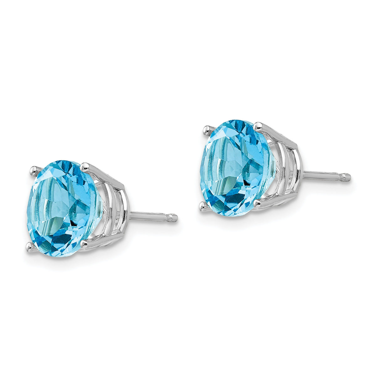 14k White Gold 9mm Blue Topaz Earrings-XE76WBT