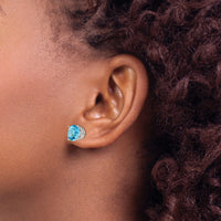 14k White Gold 9mm Blue Topaz Earrings-XE76WBT