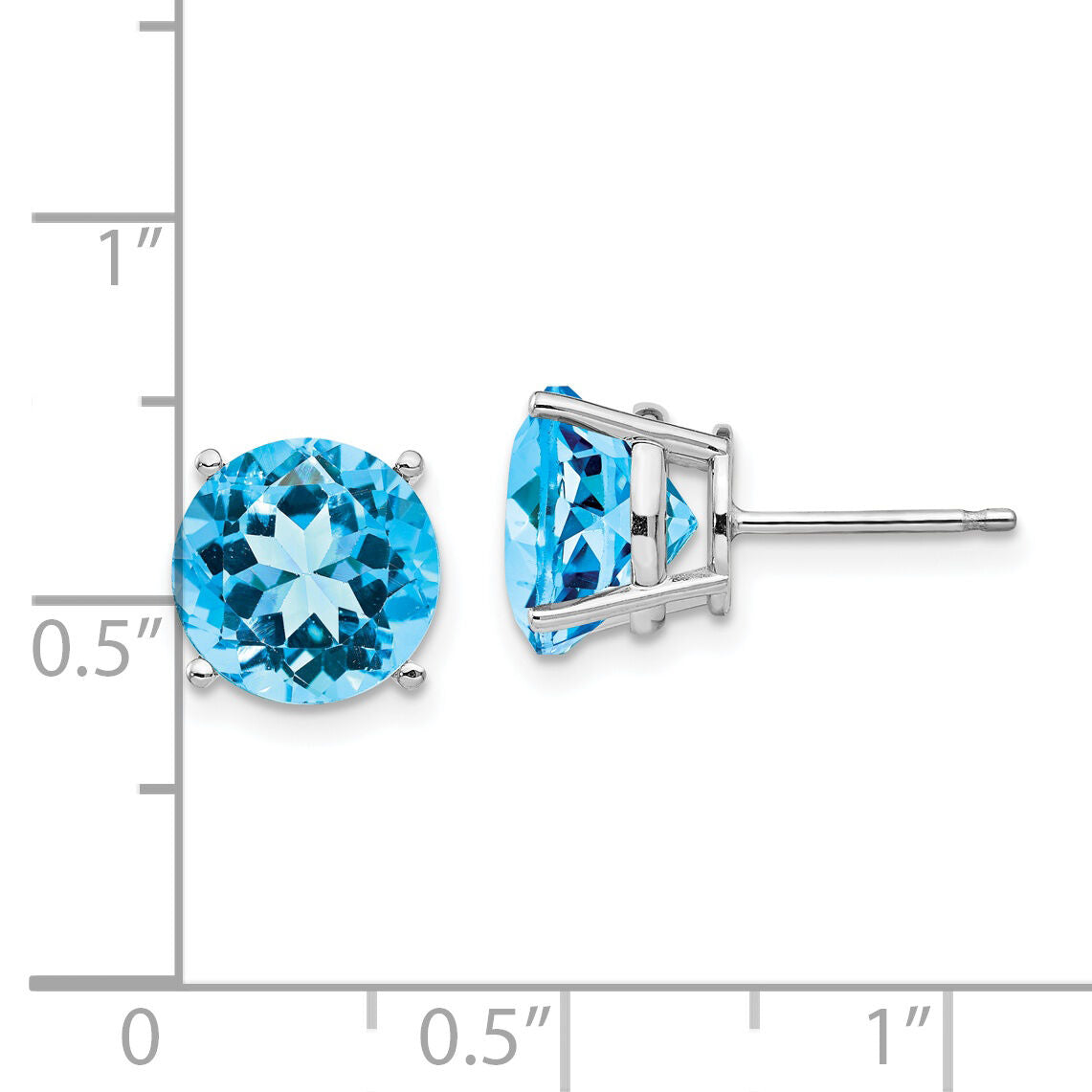 14k White Gold 9mm Blue Topaz Earrings-XE76WBT