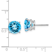 14k White Gold 9mm Blue Topaz Earrings-XE76WBT