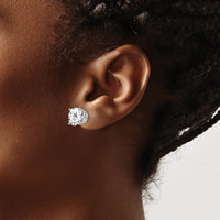 14k White Gold 9mm Cubic Zirconia Earrings-XE76WCZ