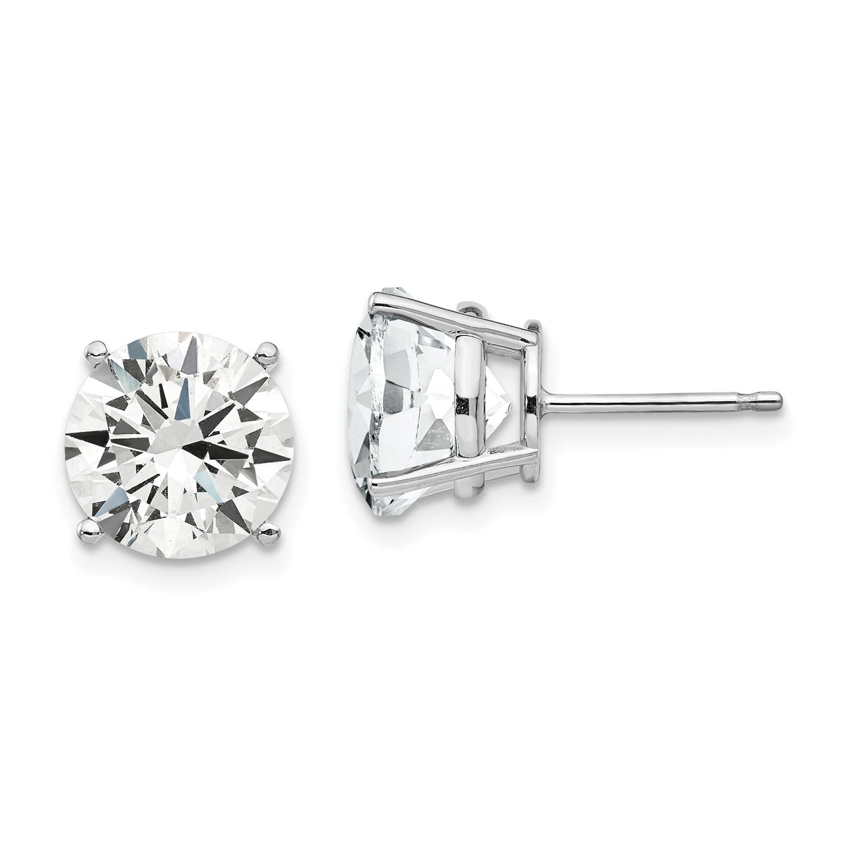 14k White Gold 9mm Cubic Zirconia Earrings-XE76WCZ