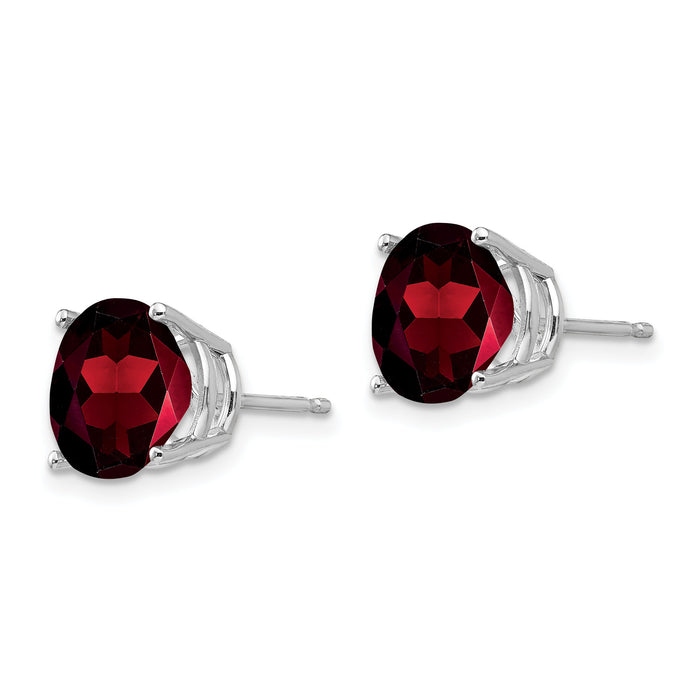 14k White Gold Garnet Round Stud Earrings-XE76WGA