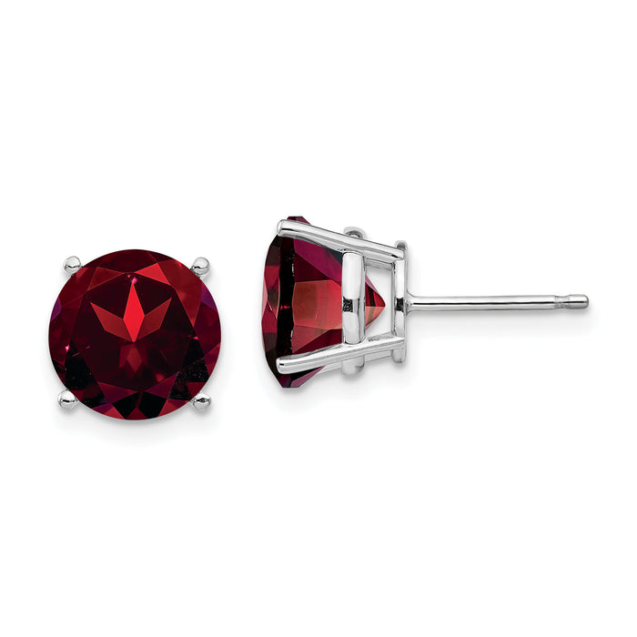 14k White Gold Garnet Round Stud Earrings-XE76WGA