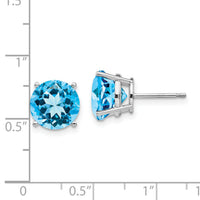 14k White Gold Blue Topaz Round Stud Earrings-XE77WBT