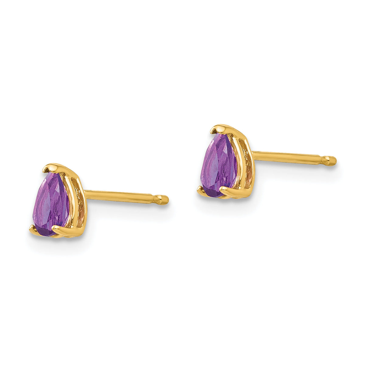 14k 5x3mm Pear Amethyst Earrings-XE78AM