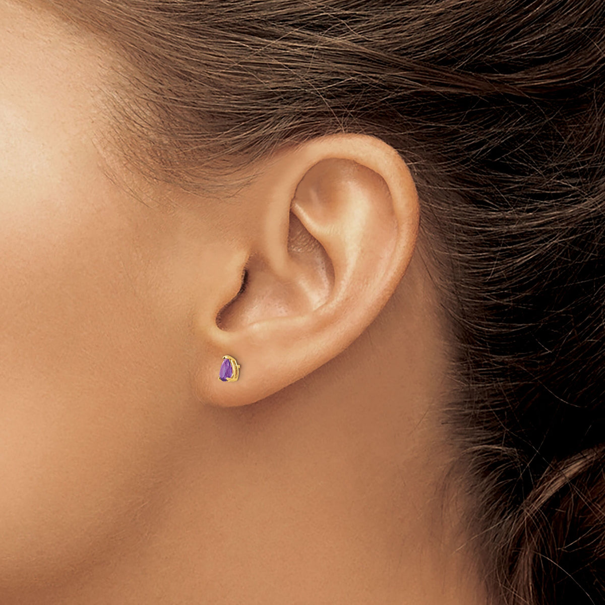 14k 5x3mm Pear Amethyst Earrings-XE78AM