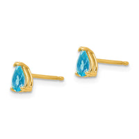 14k 5x3mm Pear Blue Topaz Earrings-XE78BT
