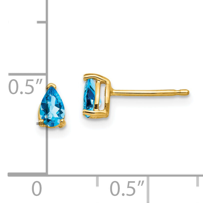 14k 5x3mm Pear Blue Topaz Earrings-XE78BT