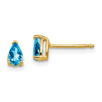 14k 5x3mm Pear Blue Topaz Earrings-XE78BT