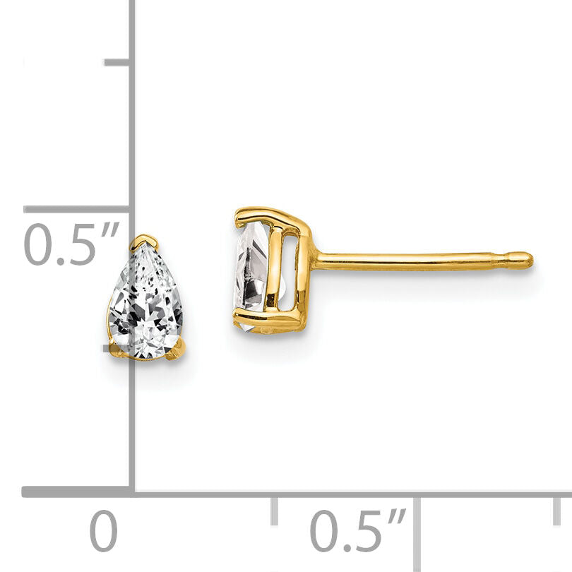 14k 5x3mm Pear Cubic Zirconia Earrings-XE78CZ