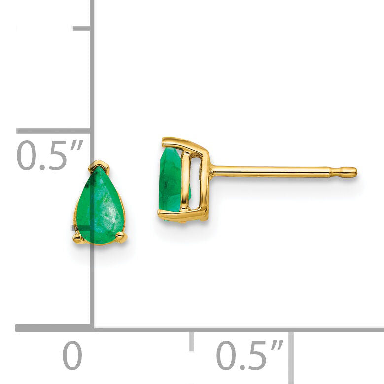 14k Emerald Post Earrings-XE78E-B