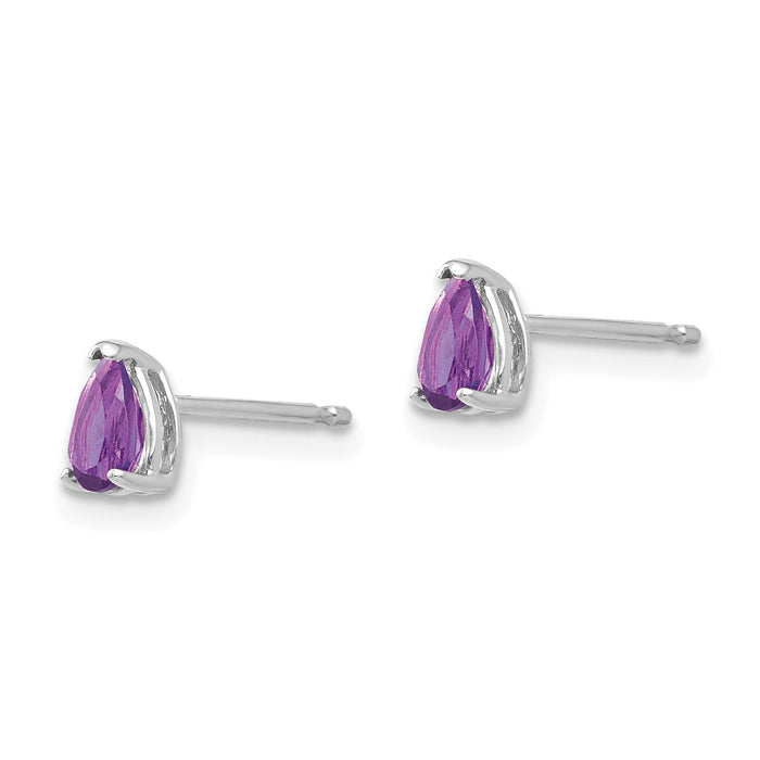 14k White Gold 5x3mm Pear Amethyst Earrings-XE78WAM