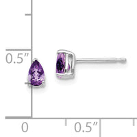 14k White Gold 5x3mm Pear Amethyst Earrings-XE78WAM