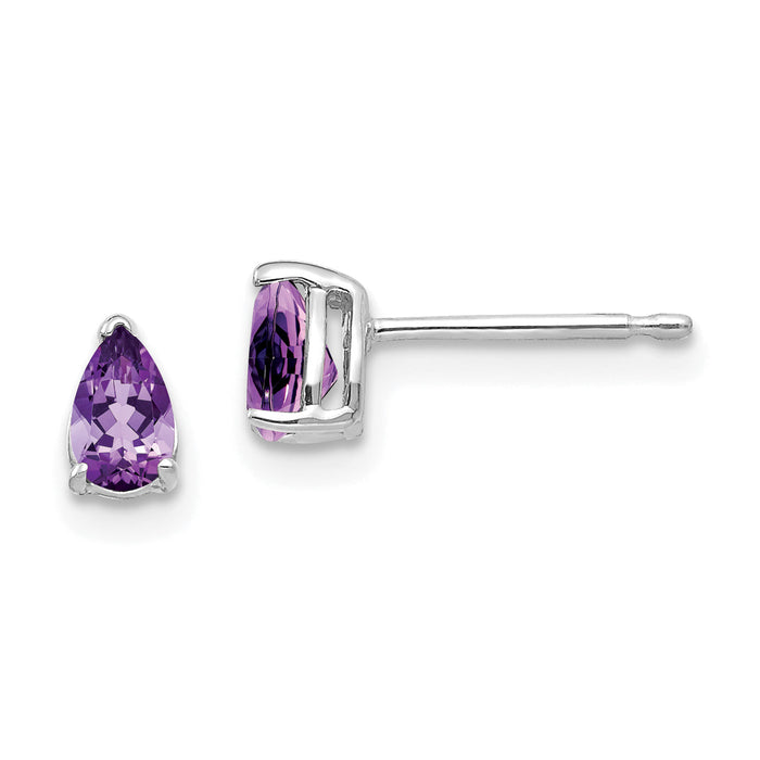 14k White Gold 5x3mm Pear Amethyst Earrings-XE78WAM