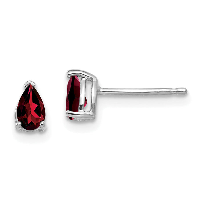 14k White Gold 5x3mm Pear Garnet Earrings-XE78WGA