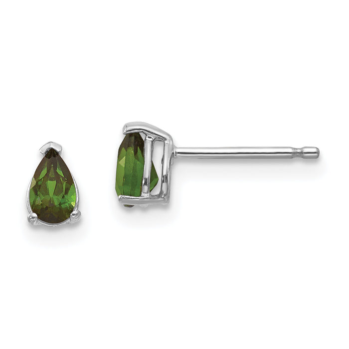 14k White Gold Green Tourmaline Earrings-XE78WGT-B