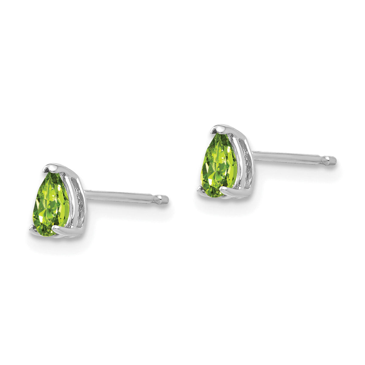 14k White Gold 5x3mm Pear Peridot Earrings-XE78WPE