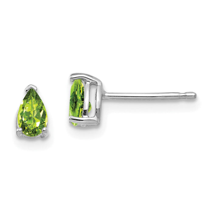 14k White Gold 5x3mm Pear Peridot Earrings-XE78WPE