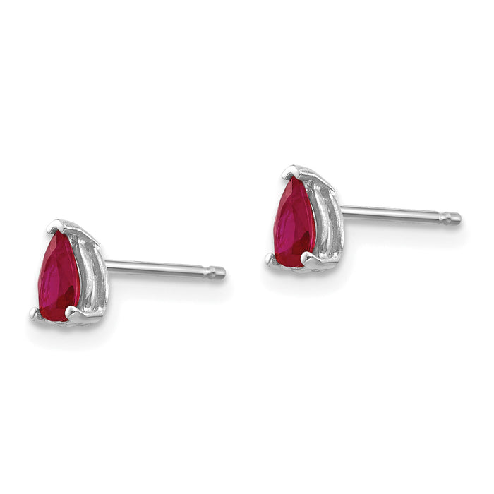 14k White Gold Ruby Earrings-XE78WR-B