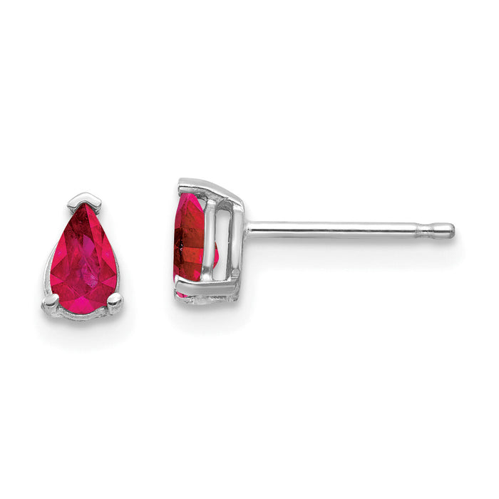 14k White Gold Ruby Earrings-XE78WR-B