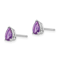 14k White Gold 6x4mm Pear Amethyst Earrings-XE79WAM