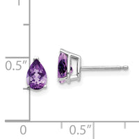 14k White Gold 6x4mm Pear Amethyst Earrings-XE79WAM