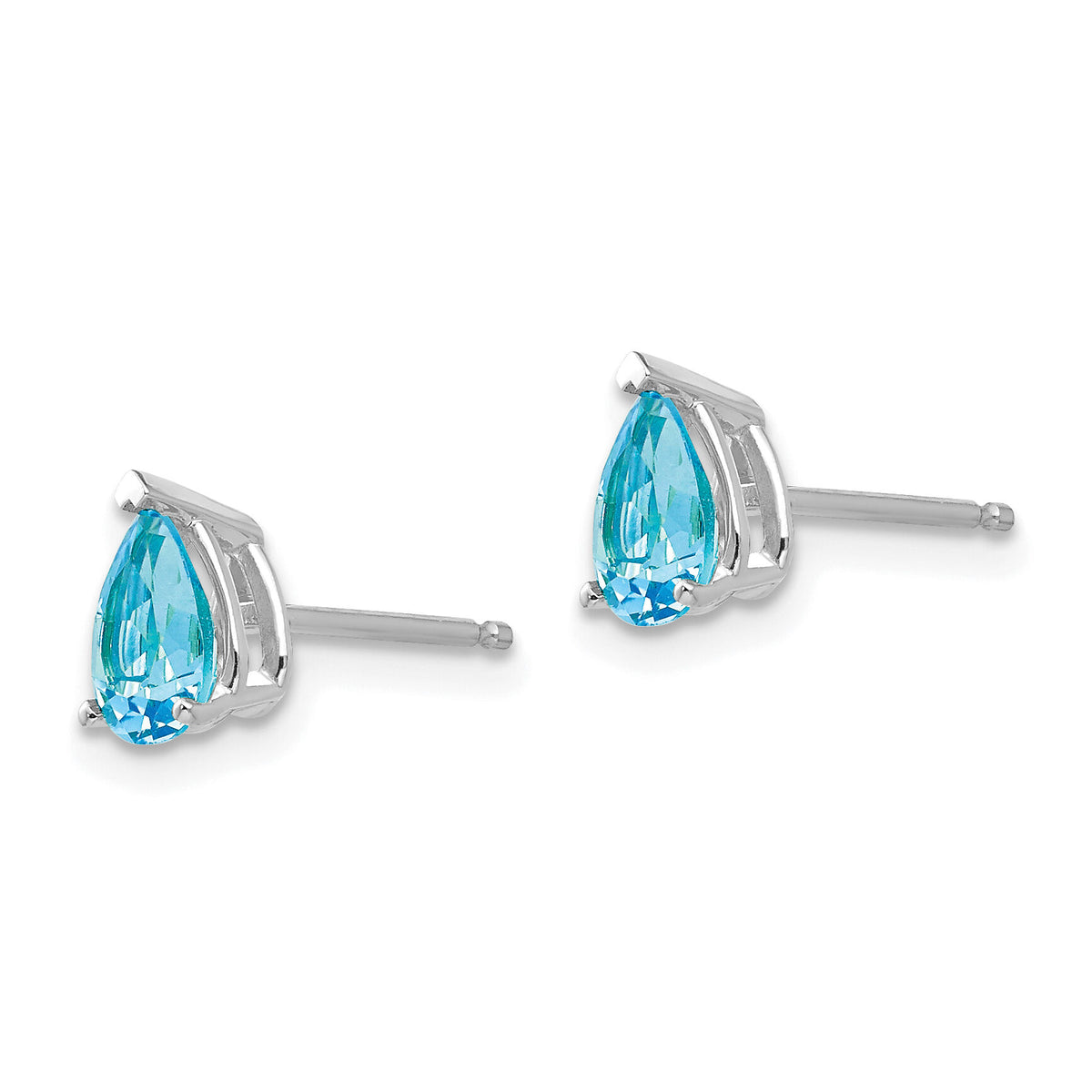 14k White Gold 6x4mm Pear Blue Topaz Earrings-XE79WBT