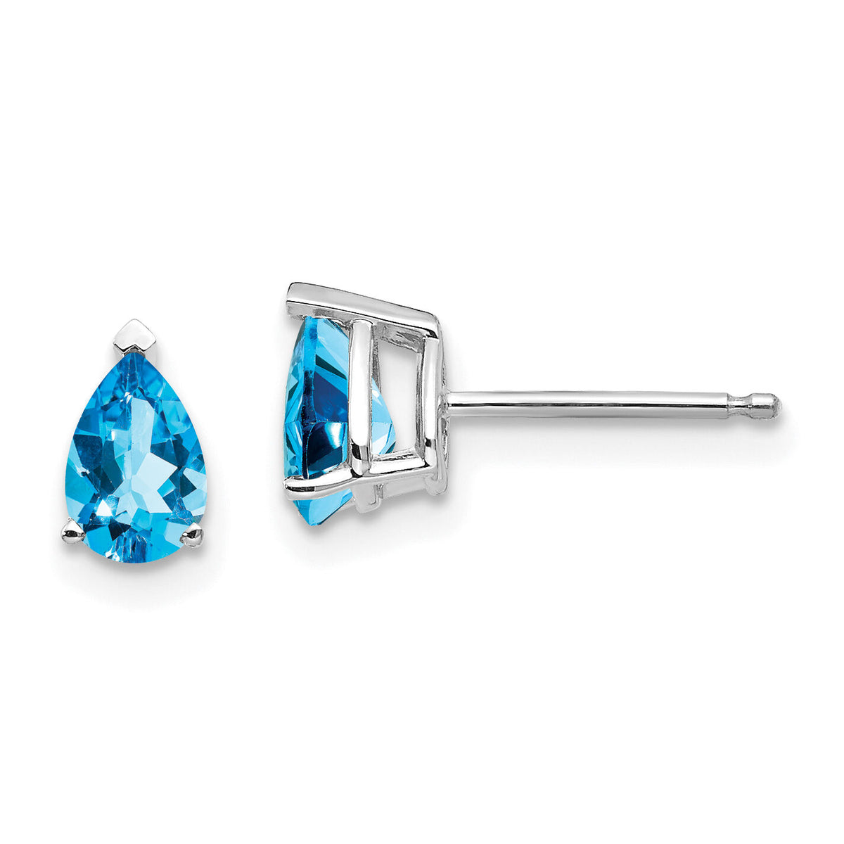 14k White Gold 6x4mm Pear Blue Topaz Earrings-XE79WBT