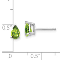 14k White Gold 6x4mm Pear Peridot Earrings-XE79WPE
