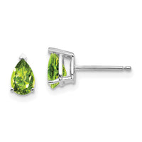 14k White Gold 6x4mm Pear Peridot Earrings-XE79WPE