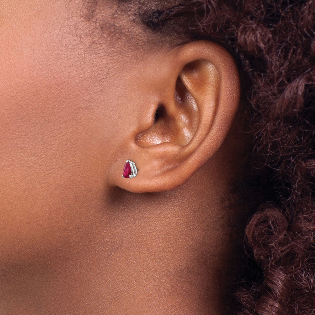 14k White Gold Ruby Earrings-XE79WR-B