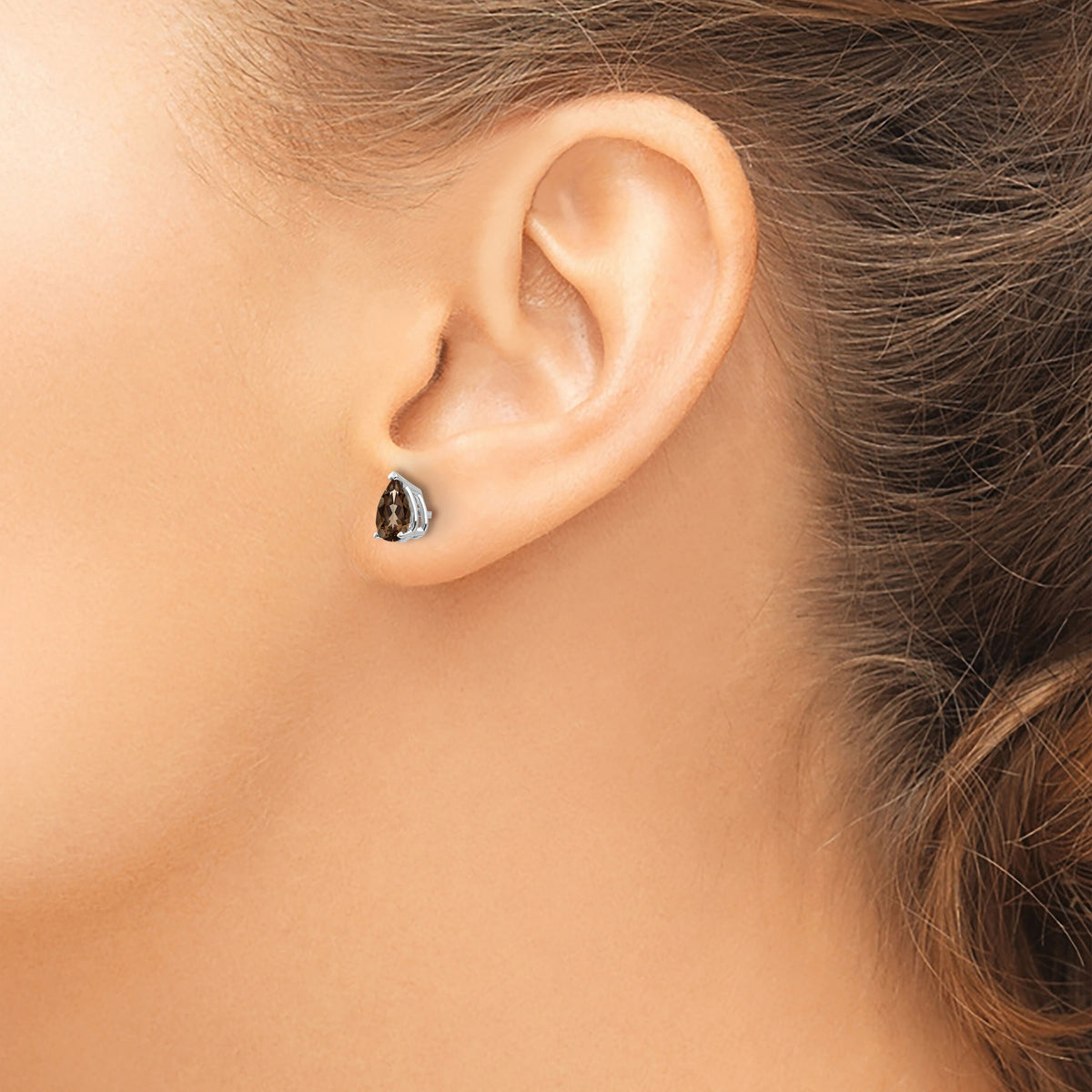 14kw 6x4 Pear Smoky Quartz Earrings-XE79WSQ