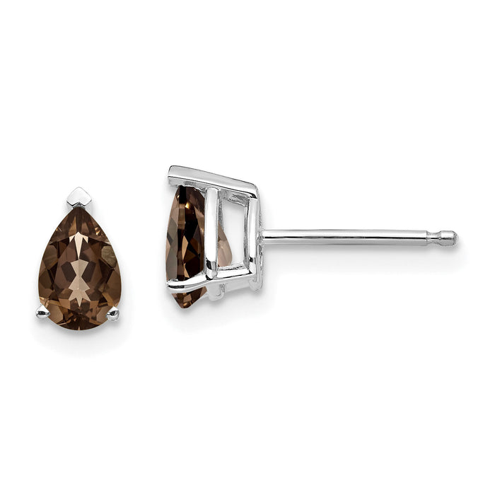14kw 6x4 Pear Smoky Quartz Earrings-XE79WSQ