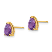 14k 7x5mm Pear Amethyst Earrings-XE80AM