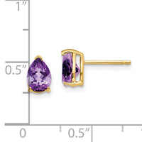 14k 7x5mm Pear Amethyst Earrings-XE80AM