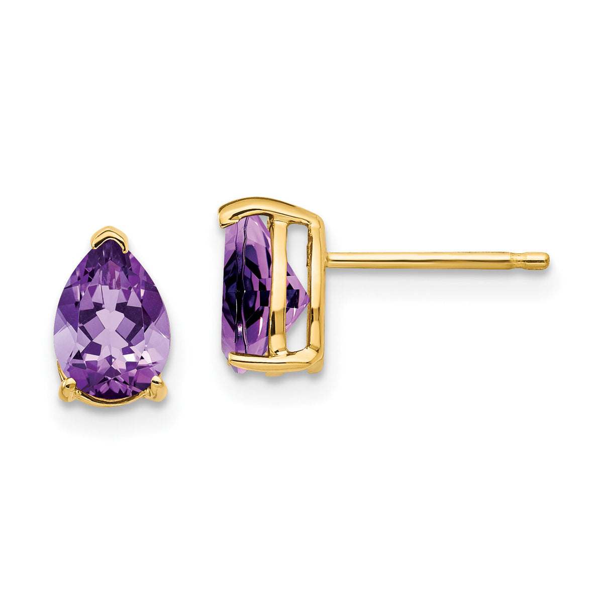 14k 7x5mm Pear Amethyst Earrings-XE80AM