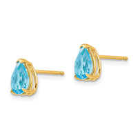 14k 7x5mm Pear Blue Topaz Earrings-XE80BT